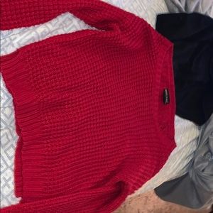 knitted red sweater